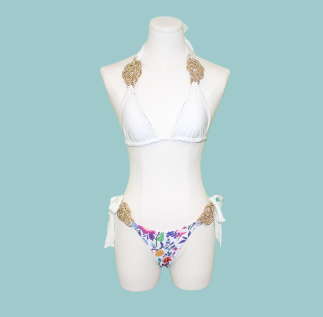 Floral Elegance Reversible Bikini Swimsuit