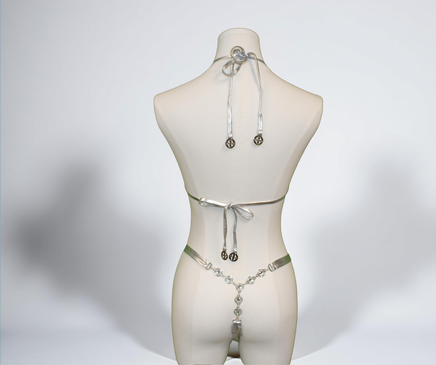 Glamour Wave Metallic Silver Bikini Swimsuit