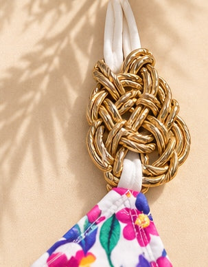 BKNI Floral Reversible Triangle Bikini Top — 05 gold detail